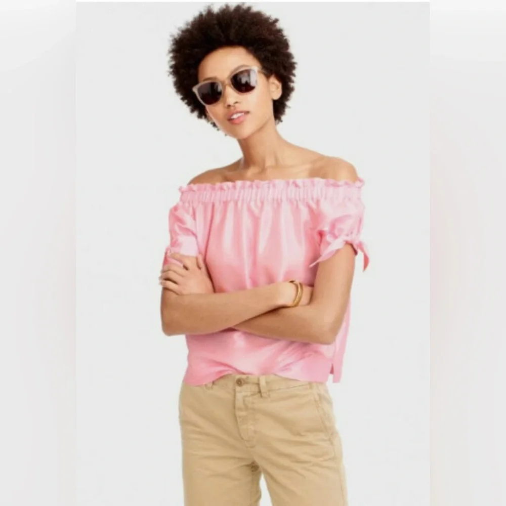 NWT J.Crew off-the-shoulder top in silk shantung Size 10 - Picture 3 of 8
